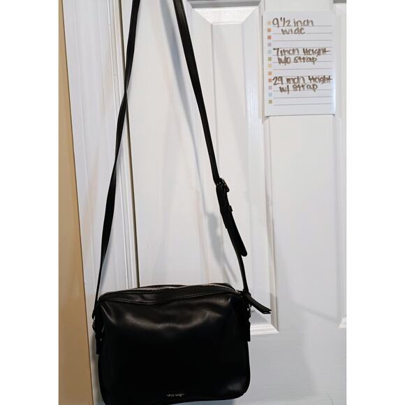 Nine West - Women's Black Mixed Media Paneled Faux Leather Crossbody Bag - EUC - Picture 2 of 4